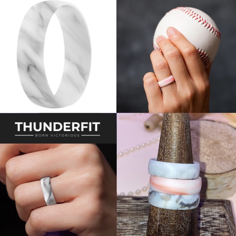 3pcs ThunderFit Women's Silicone Wedding Band Ring Set